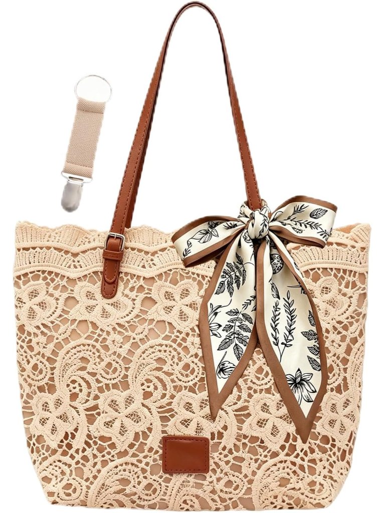 Woven Tote Hobo Bags For Women,Crochet Beach Bag Purse Knitted Shoulder Bag Hand
